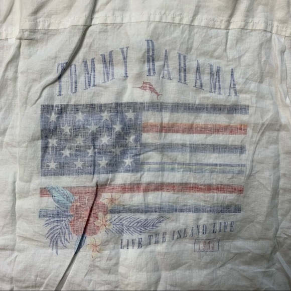 Tommy Bahama New With Tags Men's Star Spangled Bahama Flag Print Linen Shirt - Picture 7 of 12